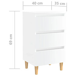 vidaXL Table de chevet avec pieds en bois blanc brillant 40x35x69 cm pas cher