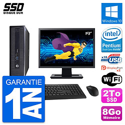 PC HP ProDesk 600 G1 SFF Ecran 19" Intel G3220 RAM 8Go SSD 2To Windows 10 Wifi - Occasion