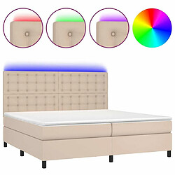 Sommier à lattes LED,Cadre à lattes de lit avec matelas pour Adulte Cappuccino 200x200 cm -MN41395