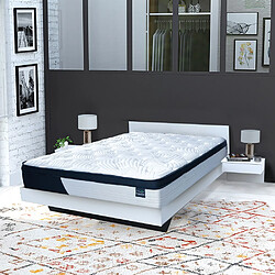 Le Quai Des Affaires Lit COOL 140x190 cm + 2 chevets + sommier + matelas CASSIE / Blanc