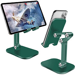 Support Téléphone Bureau, Support Tablette Support Smartphone Pliable avec Hauteur et Angle Réglable, Support Dock pour Smartphones iPad Tablette (4-10.5 Pouces) (Vert)