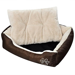 Helloshop26 Lit chaud pour chiens avec coussin rembourré 65 cm marron et beige 02_0001549