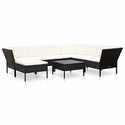 Maison Chic Salon de jardin 8 pcs + coussins - Mobilier/Meubles de jardin - Table et chaises d'extérieur Résine tressée Noir -MN36128