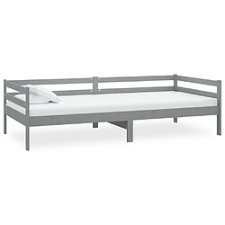 vidaXL Lit de jour sans matelas gris bois de pin massif 90x200 cm