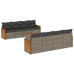 Maison Chic Salon de jardin 9 pcs avec coussins | Ensemble de Table et chaises | Mobilier d'Extérieur gris résine tressée -GKD82556