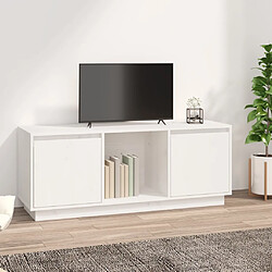 vidaXL Meuble TV Blanc 110,5x35x44 cm Bois de pin massif