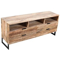 Pegane Meuble TV en bois de manguier coloris naturel et métal noir - Longueur 150 x Hauteur 65 x Profondeur 40 cm