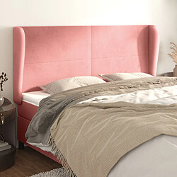 Maison Chic Tête de lit scandinave avec oreilles,meuble de chambre Rose 203x23x118/128 cm Velours -MN20024