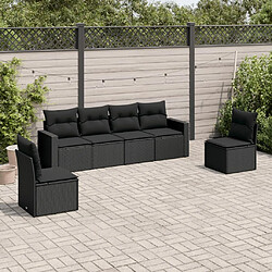 Maison Chic Salon de jardin 6 pcs avec coussins | Ensemble de Table et chaises | Mobilier d'Extérieur noir résine tressée -GKD23409