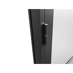 Vente-Unique Bloc porte réversible en aluminium et verre trempé dépoli - H204 x L93 cm - Noir - MASERU pas cher