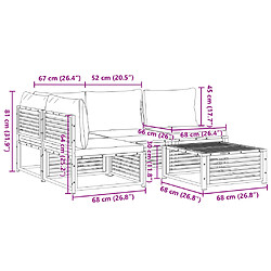 vidaXL Salon de jardin avec coussins 5 pcs Bois d'acacia solide pas cher