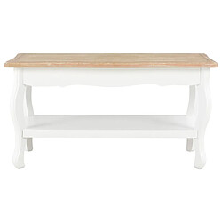 vidaXL Table basse Blanc et marron 87,5x42x44 cm Bois de pin massif