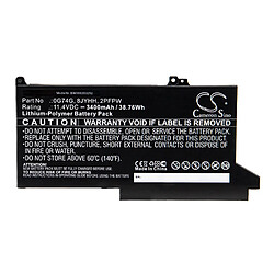 vhbw Batterie compatible avec Dell Latitude 12 5300, 7280, 7300, 7380, 7400, 7480 ordinateur portable Notebook (3400mAh, 11,4V, Li-polymère)