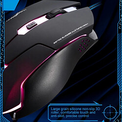 Avis Wewoo Souris T7 USB 6 clés 2400DPI optique de jeu filaire réglable à 3 vitesses avec rétroéclairagecompteur intégré Poidslongueur 1,8 m