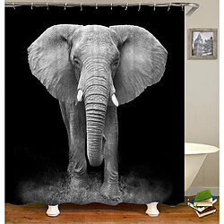 Acheter Universal Fond noir Éléphant africain Imprimé léopard Style lion Set de rideaux de douche Animaux sauvages Imprimé salle de bains Décoration maison Garçon Cadeau Rideaux |(Le noir)