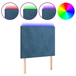 Maison Chic Tête de lit scandinave à LED,meuble de chambre Bleu foncé 100x5x118/128 cm Velours -MN67510