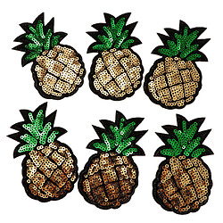 6pcs ananas paillettes diy coudre appliques stickers broderie patchs en tissu