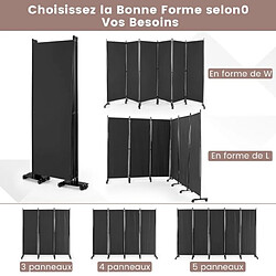 Helloshop26 Paravent à roulette 6 panneaux pliable détachables 334,5 x 172 cm cloison de séparation protéger privée gris 20_0009035