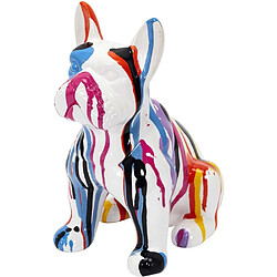 The Home Deco Factory Bouledogue en céramique assis 20 cm Multicolore.