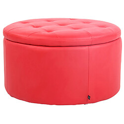 Decoshop26 Tabouret bas pouf repose-pied avec espace rangement surface capitonnée en PVC rouge 10_0003708