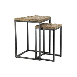 Aubry Gaspard Consoles en bois recyclé et métal (lot de 2) Carrée.