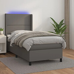 Sommier à lattes et matelas LED,Cadre à lattes de lit pour Adulte Gris 80x200 cm Similicuir -MN58340