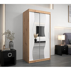 Abiks Meble Armoire MADRYT À Portes Coulissantes 200/100/62 2 Portes (Artisan/Blanc)