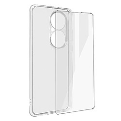 Avizar Coque Huawei P50 Pro Silicone Souple Film Verre Trempé 9H transparent