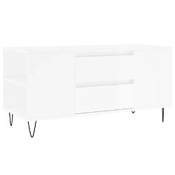 Maison Chic Tabls basse,Table Console pour salon blanc brillant 102x44,5x50 cm bois d'ingénierie -MN60439