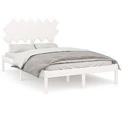 Maison Chic Lit Moderne Chambre - Cadre/structure de lit pour adulte Blanc 120x190 cm Petit Double Bois massif -MN32452