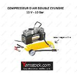 Peraline Compresseur d'air double cylindre 12v / 10 bars + mano PE