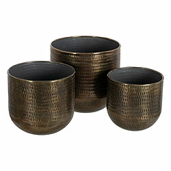 BigBuy Garden Set de pots de fleurs Bronze Doré Aluminium 37,5 x 37,5 x 35 cm (3 Unités)