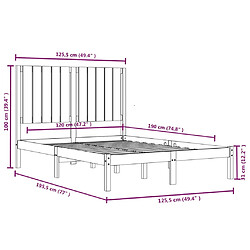 vidaXL Cadre de lit Noir Bois massif 120x190 cm Petit Double pas cher