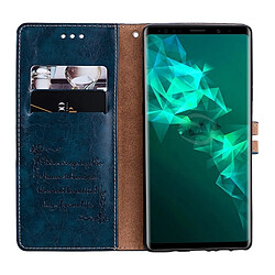 Wewoo Etui à rabat horizontal en cuir de texture Business avec style cire et fentes pour cartes et porte-cartes pour Galaxy Note9 (bleu) pas cher