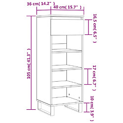 vidaXL Armoire à chaussures Gris béton 40x36x105 cm Bois d'ingénierie pas cher