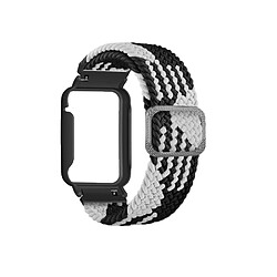 Bracelet en nylon élastique tressé pour votre Xiaomi Mi Band 7 Pro - Blanc noir/noir