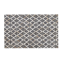 Acheter Beliani Tapis en cuir et tissu gris et beige 140 x 200 cm ROLUNAY