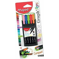 Maped - Feutres Graph'Peps - Stylos Feutres Pointe Fine 0,4 mm - Pointe Douce et Résistante - Confort d'Écriture et Dessin - Boîte plastique réutilisable - 12 couleurs éclatantes