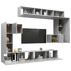 Avis Maison Chic Ensemble de meubles TV 8 pcs | Banc TV Moderne pour salon | Meuble de Rangement - Gris béton Aggloméré -MN86267