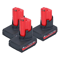 Milwaukee Batterie Set 3x M12 HB5 High Output 12 V 5,0 Ah / 5000 mAh Li-Ion Batterie ( 3x 4932480165 )