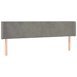 vidaXL Tête de lit avec oreilles Gris clair 203x16x78/88 cm Velours