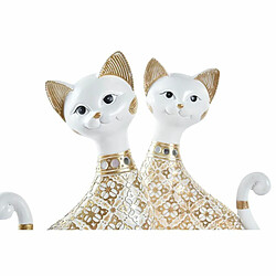 Figurine Décorative DKD Home Decor Doré Blanc Résine Chat (2 Unités) (14 x 8 x 30 cm)