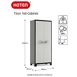 Keter Armoire de rangement avec étagères Titan Noir et gris 182 cm pas cher