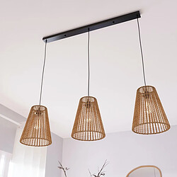 Avis Pegane Lot de 3 lampes suspendue, Suspension luminaire coloris beige - Longueur 65 x Profondeur 20 x Hauteur 77 cm