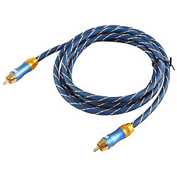 Avis Wewoo Câble coaxial audio tressé en nylon à grille plaquée or pour prise EMK 8 mm RCA mâle à 6 mm RCA mixeur amplificateur à haut-parleurlongueur 2 m bleu