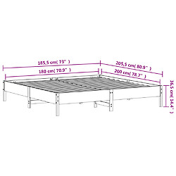 Vidaxl Cadre de lit blanc 180x200 cm bois de pin massif pas cher