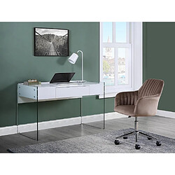 Vente-Unique Chaise de bureau - Velours - Beige - Hauteur réglable - ELEANA