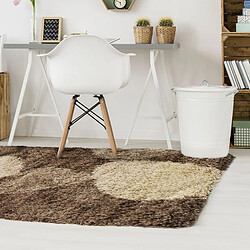 Thedecofactory MAURANNE - Tapis à poils longs motifs galets chocolat 120x170 pas cher