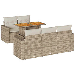 vidaXL Salon de jardin avec coussins 6 pcs beige résine tressée