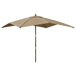 vidaXL Parasol de jardin avec mât en bois taupe 300x300x273 cm